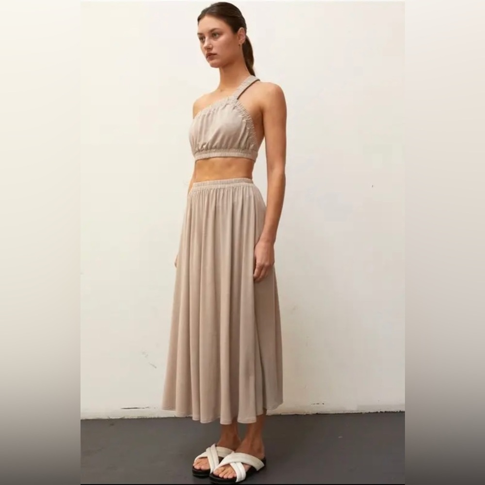 Beige Halter Skirt Set